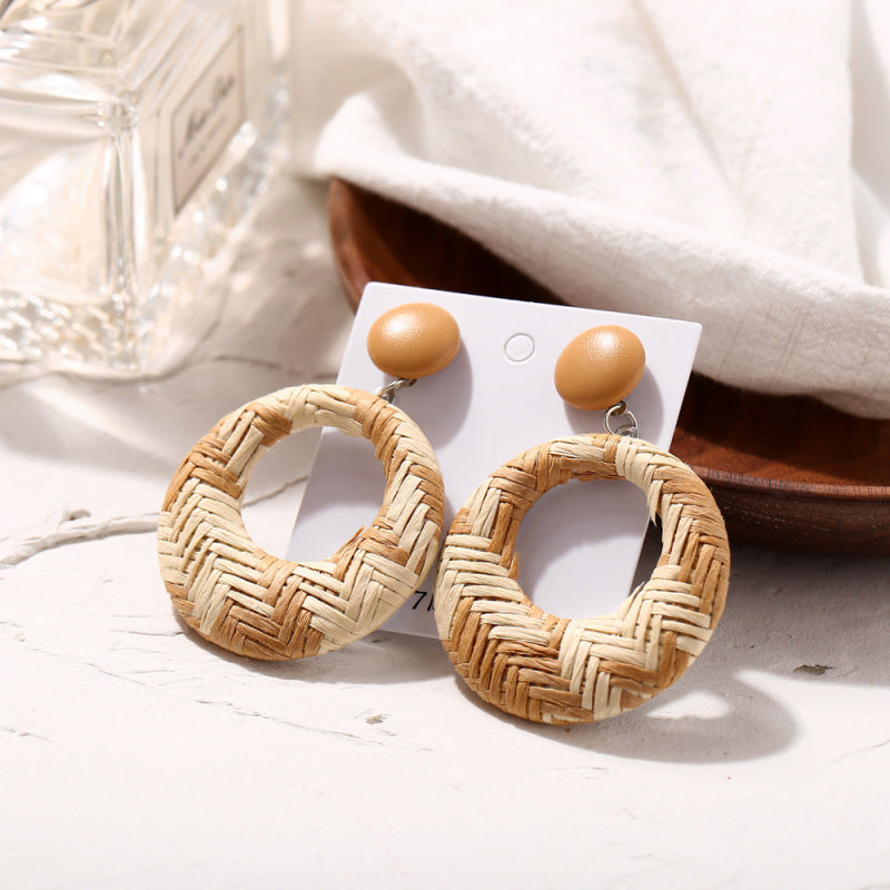 Circular Woven Drop Earrings