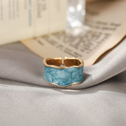 Geometric Irregular Opening Design Alloy Acrylic Ring