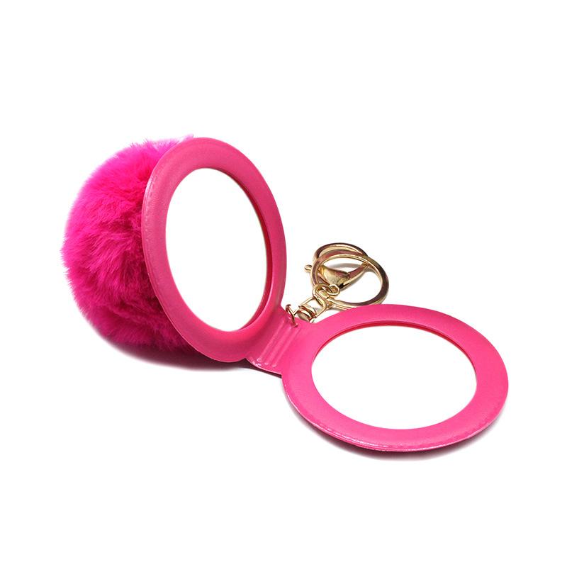 Puffy Pom Keychain w/Mirror